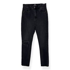 3/$20💥 COTTON:ON Stretch Mom Jeans Black Distressed Denim High Rise Straight Leg